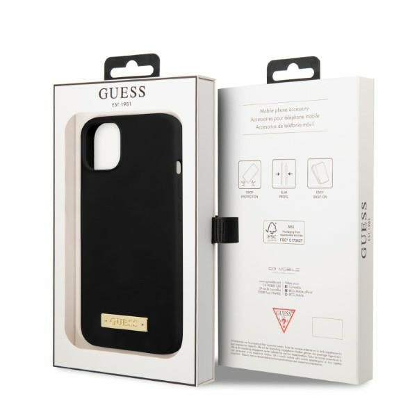 Guess GUHMP13MSPLK iPhone 13 6.1" black/black hard case Silicone Logo Plate MagSafe