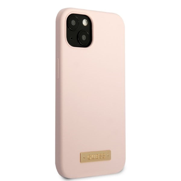 Guess GUHMP13SSBPLP iPhone 13 mini 5.4" pink/pink hard case Silicone Logo Plate MagSafe