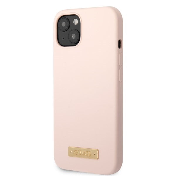 Guess GUHMP13SSBPLP iPhone 13 mini 5.4" pink/pink hard case Silicone Logo Plate MagSafe