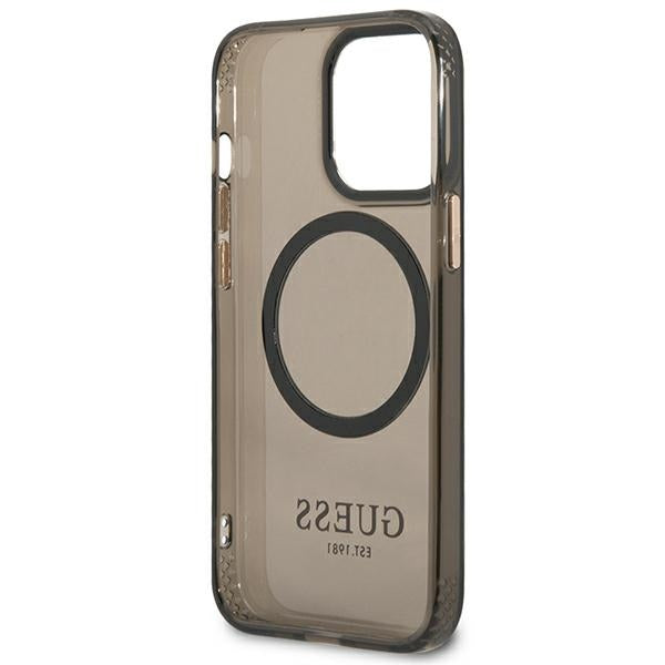 Guess Gold Outline Translucent MagSafe case for iPhone 13 Pro Max - black