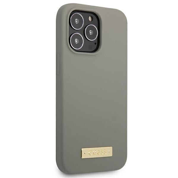 Guess GUHMP13XSPLG iPhone 13 Pro Max 6.7" grey/grey hard case Silicone Logo Plate MagSafe