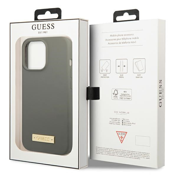 Guess GUHMP13XSPLG iPhone 13 Pro Max 6.7" grey/grey hard case Silicone Logo Plate MagSafe