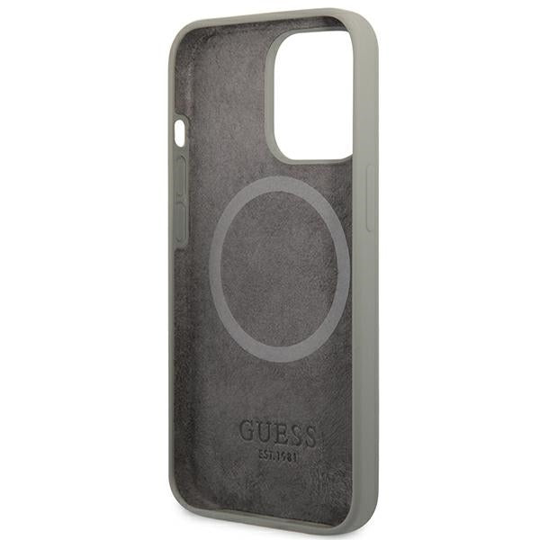 Guess GUHMP13XSPLG iPhone 13 Pro Max 6.7" grey/grey hard case Silicone Logo Plate MagSafe