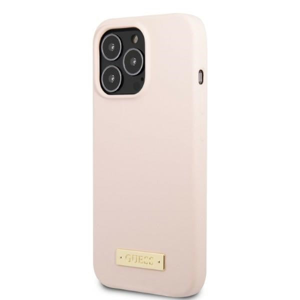 Guess GUHMP13XSPLP iPhone 13 Pro Max 6.7" pink/pink hard case Silicone Logo Plate MagSafe