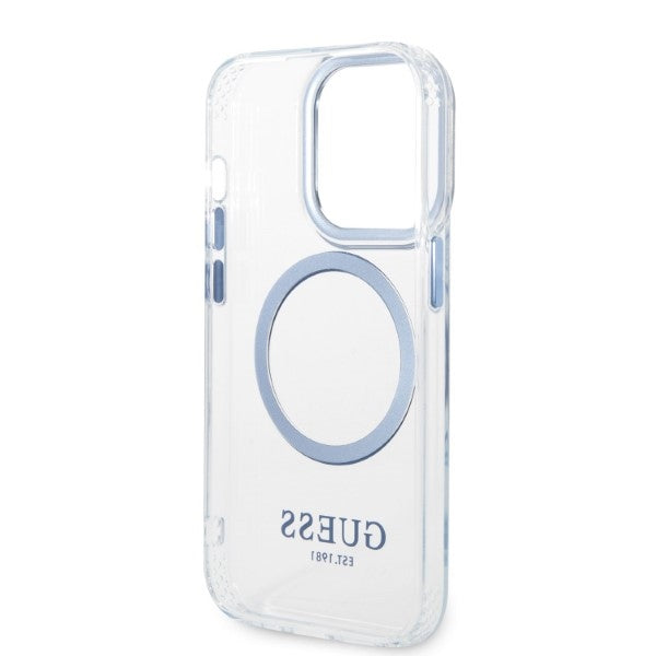 Guess Metal Outline MagSafe case for iPhone 14 Pro - blue