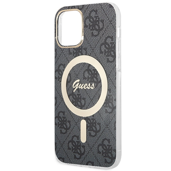 Set Guess GUBPP12MH4EACSK Case+ Charger iPhone 12/12 Pro black/black hard case 4G Print MagSafe