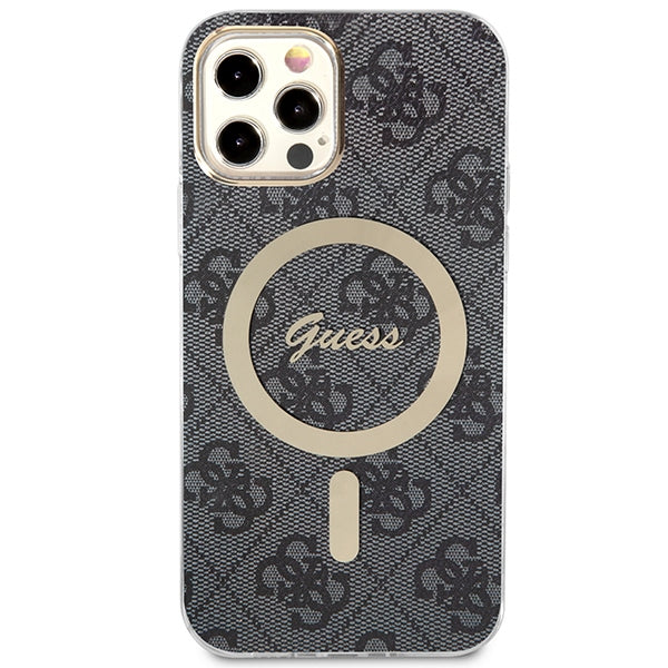 Set Guess GUBPP12MH4EACSK Case+ Charger iPhone 12/12 Pro black/black hard case 4G Print MagSafe