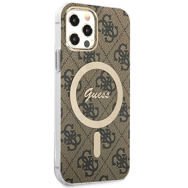 Set Guess GUBPP12MH4EACSW Case+ Charger iPhone 12/12 Pro brown/brown hard case 4G Print MagSafe