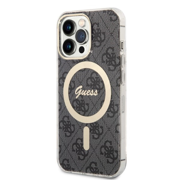 Set Guess GUBPP13LH4EACSK Case+ Charger iPhone 13 Pro black/black hard case 4G Print MagSafe