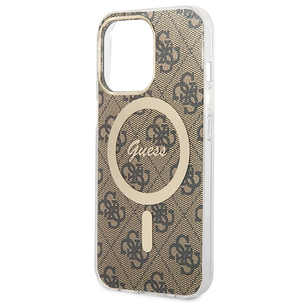 Set Guess GUBPP13LH4EACSW Case+ Charger iPhone 13 Pro brown/brown hard case 4G Print MagSafe