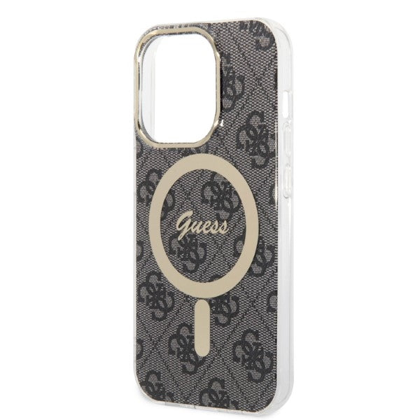 Set Guess GUBPP14LH4EACSK Case+ Charger iPhone 14 Pro 6.1" black/black hard case 4G Print MagSafe