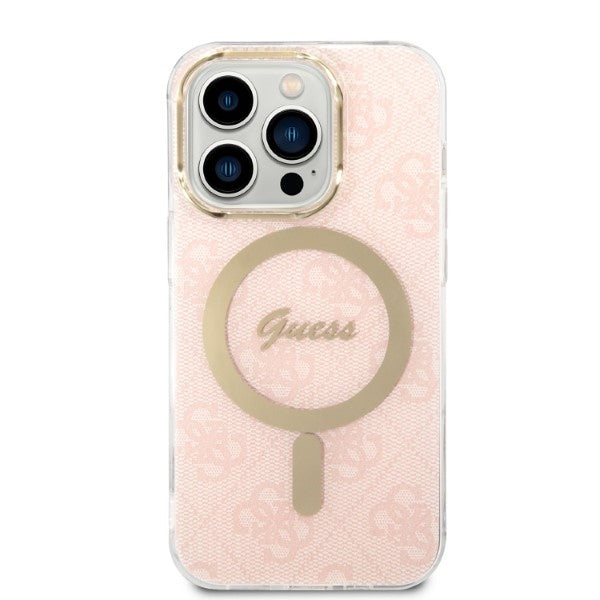 Set Guess GUBPP14LH4EACSP Case+ Charger iPhone 14 Pro 6.1" pink/pink hard case 4G Print MagSafe
