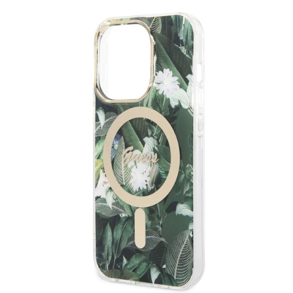 Set Guess GUBPP14LHJEACSA Case+ Charger iPhone 14 Pro 6.1" green/green hard case Jungle MagSafe