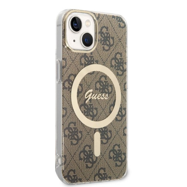 Set Guess GUBPP14MH4EACSW Case+ Charger iPhone 14 Plus 6.7" brown/brown hard case 4G Print MagSafe