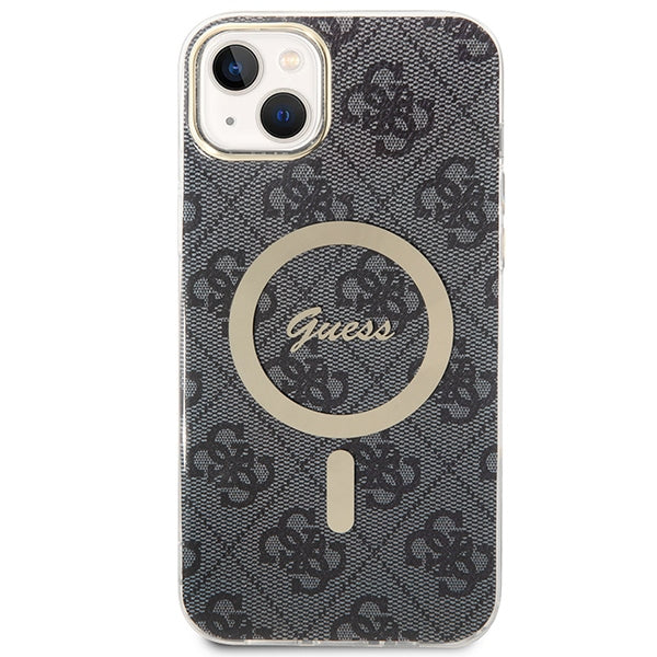 Set Guess GUBPP14SH4EACSK Case+ Charger iPhone 14 6.1" black/black hard case 4G Print MagSafe