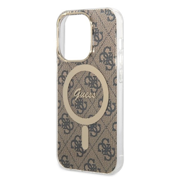 Set Guess GUBPP14XH4EACSW Case+ Charger iPhone 14 Pro Max 6.7" brown/brown hard case 4G Print MagSafe