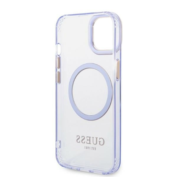 Guess GUHMP14SHTCMU iPhone 14 6.1" purple/purple hard case Gold Outline Translucent MagSafe