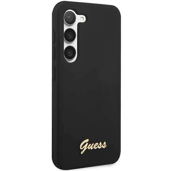 Guess GUHCS23MSLSMK S23+ S916 black/black hardcase Silicone Vintage Gold Logo