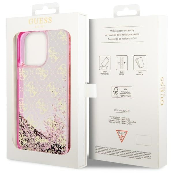 Guess GUHCP14LLC4PSGP iPhone 14 Pro 6.1" pink/pink hardcase Liquid Glitter 4G Transculent