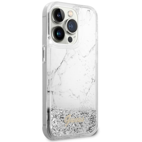 Guess GUHCP14LLCSGSGH iPhone 14 Pro 6.1" white/white hardcase Liquid Glitter Marble