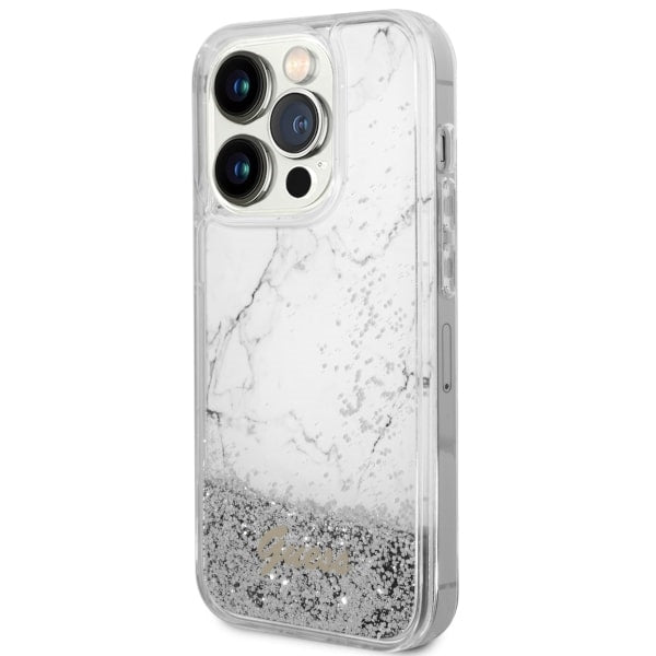 Guess GUHCP14LLCSGSGH iPhone 14 Pro 6.1" white/white hardcase Liquid Glitter Marble