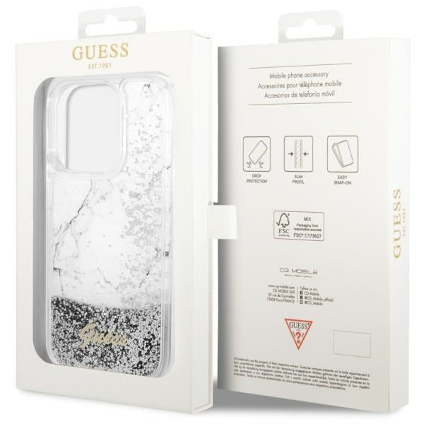 Guess GUHCP14LLCSGSGH iPhone 14 Pro 6.1" white/white hardcase Liquid Glitter Marble