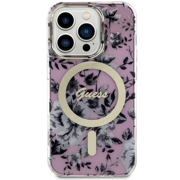 Guess GUHMP14LHCFWSP iPhone 14 Pro 6.1" pink/pink hardcase Flower MagSafe