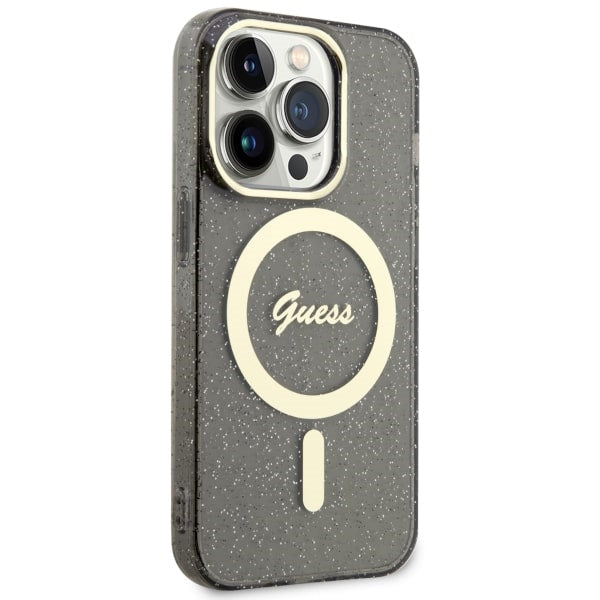 Guess GUHMP14LHCMCGK iPhone 14 Pro 6.1" black/black hardcase Glitter Gold MagSafe
