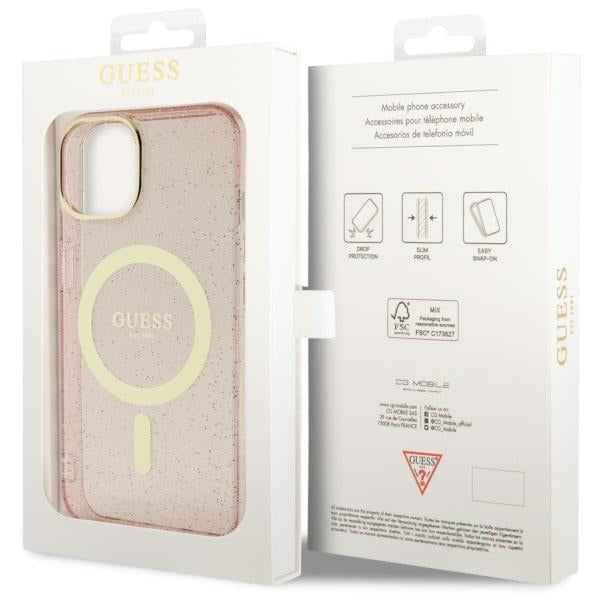 Guess GUHMP14MHCMCGP iPhone 14 Plus 6.7" pink/pink hardcase Glitter Gold MagSafe