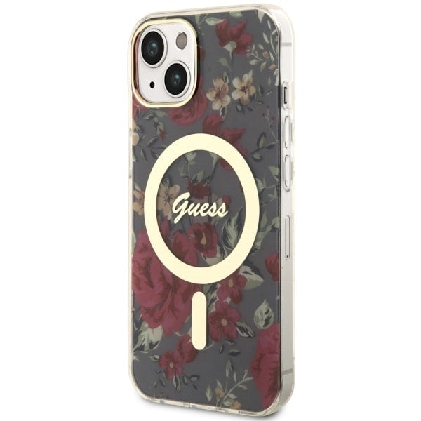 Guess Flower MagSafe case for iPhone 14 - green