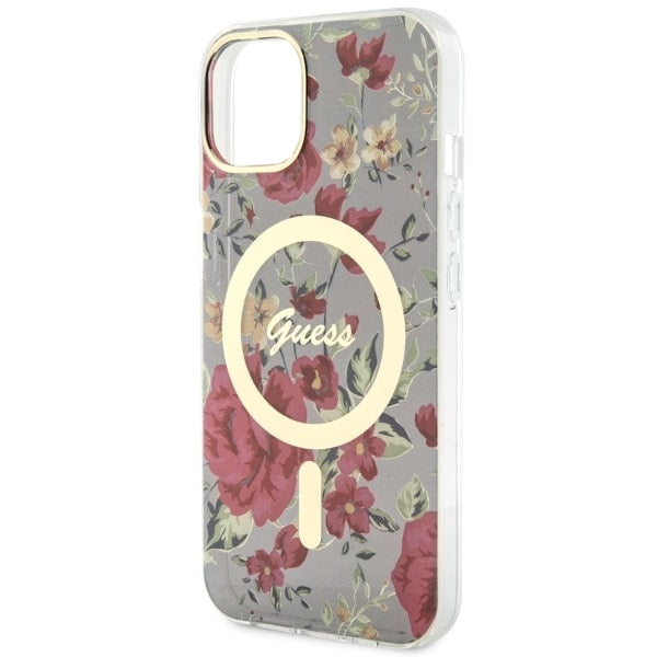 Guess Flower MagSafe case for iPhone 14 - green