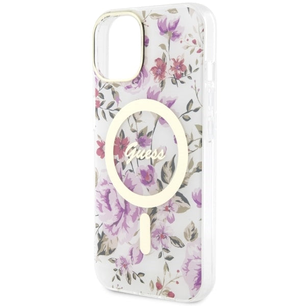 Guess Flower MagSafe case for iPhone 14 - transparent