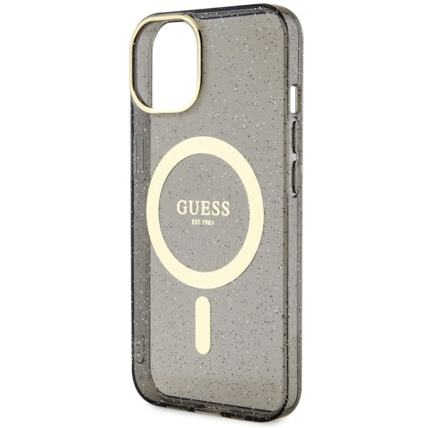Guess Glitter Gold MagSafe case for iPhone 14 - black