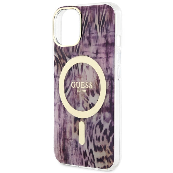Guess Leopard MagSafe case for iPhone 14 - pink