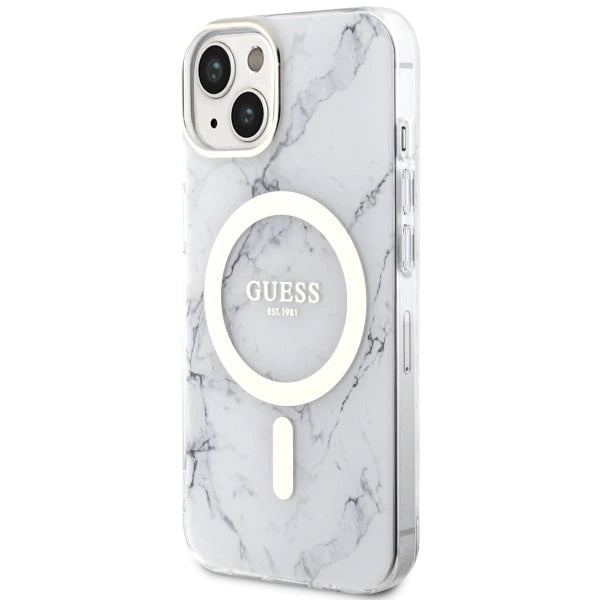 Guess GUHMP14SPCUMAH iPhone 14 6.1" white/white hardcase Marble MagSafe