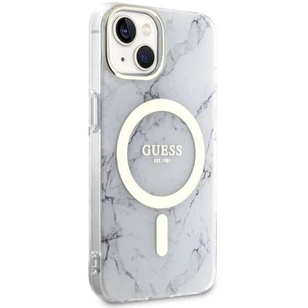 Guess GUHMP14SPCUMAH iPhone 14 6.1" white/white hardcase Marble MagSafe
