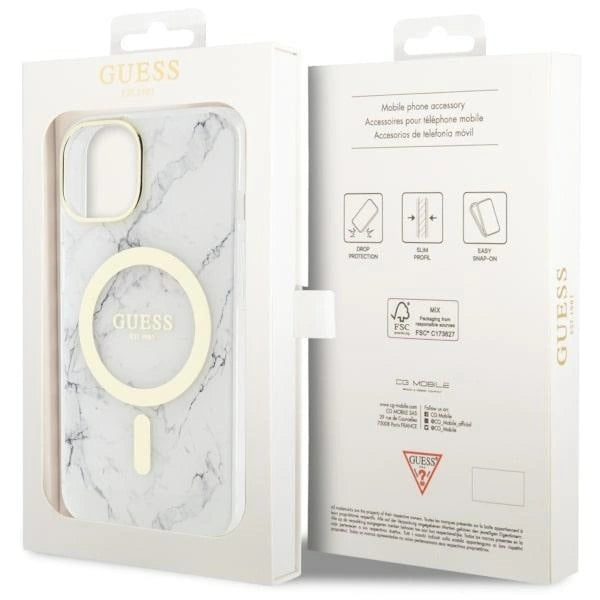 Guess GUHMP14SPCUMAH iPhone 14 6.1" white/white hardcase Marble MagSafe
