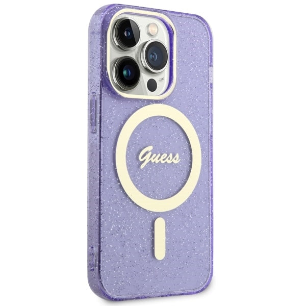 Guess GUHMP14XHCMCGU iPhone 14 Pro Max 6.7" purple/purple hardcase Glitter Gold MagSafe