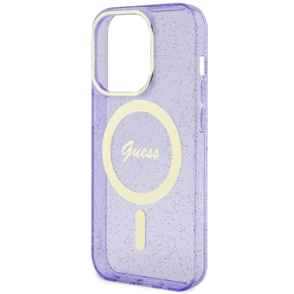 Guess GUHMP14XHCMCGU iPhone 14 Pro Max 6.7" purple/purple hardcase Glitter Gold MagSafe