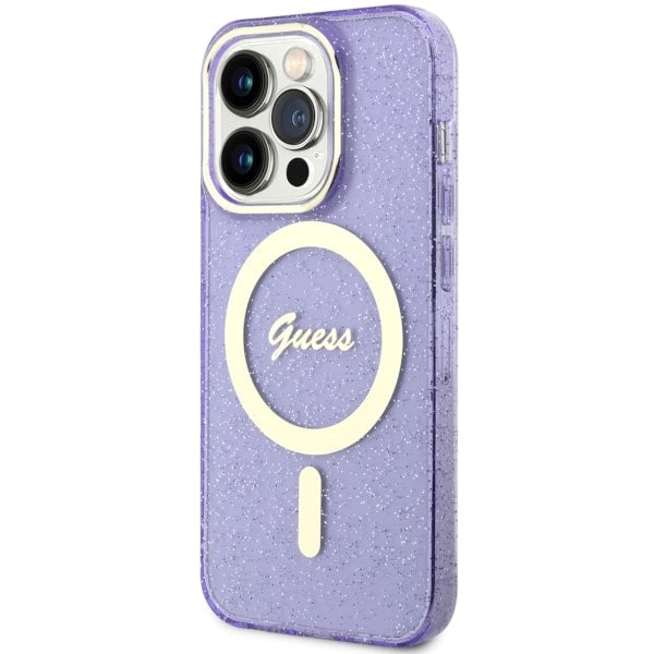Guess GUHMP14XHCMCGU iPhone 14 Pro Max 6.7" purple/purple hardcase Glitter Gold MagSafe