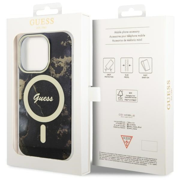 Guess GUHMP14XHTMRSK iPhone 14 Pro Max 6.7" black/black hardcase Golden Marble MagSafe