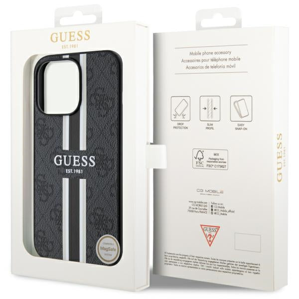 Guess GUHMP13LP4RPSK iPhone 13 Pro / 13 6.1" black/black hardcase 4G Printed Stripes MagSafe