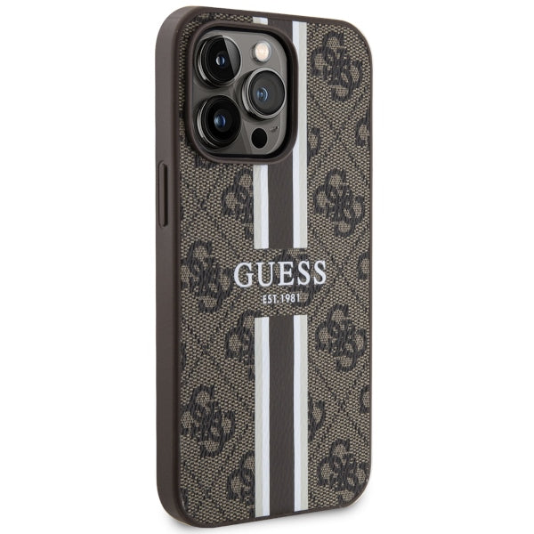 Guess GUHMP13XP4RPSW iPhone 13 Pro Max 6.7" brown/brown hardcase 4G Printed Stripes MagSafe