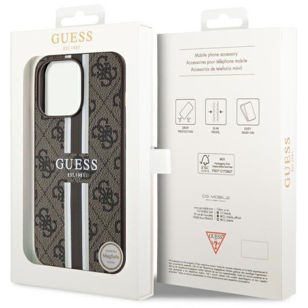 Guess GUHMP13XP4RPSW iPhone 13 Pro Max 6.7" brown/brown hardcase 4G Printed Stripes MagSafe
