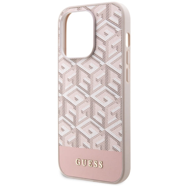 Guess GUHMP14LHGCFSEP iPhone 14 Pro 6.1" pink/pink hard case GCube Stripes MagSafe