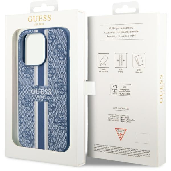 Guess GUHMP14LP4RPSB iPhone 14 Pro 6.1" blue/blue hardcase 4G Printed Stripes MagSafe