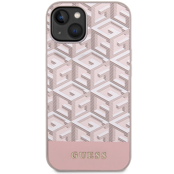 Guess GUHMP14MHGCFSEP iPhone 14 Plus 6.7" pink/pink hard case GCube Stripes MagSafe