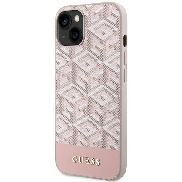 Guess GUHMP14MHGCFSEP iPhone 14 Plus 6.7" pink/pink hard case GCube Stripes MagSafe