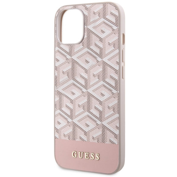 Guess GUHMP14SHGCFSEP iPhone 14 6.1" pink/pink hard case GCube Stripes MagSafe
