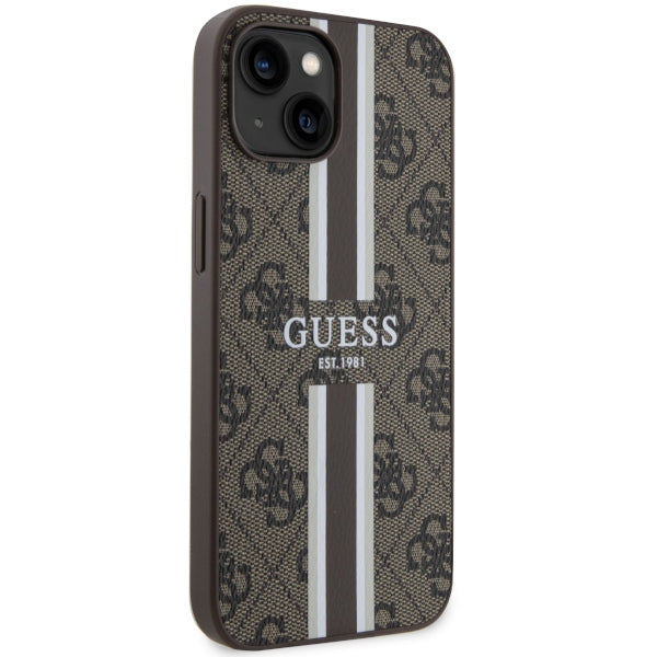Guess GUHMP14SP4RPSW iPhone 14 6.1" brown/brown hardcase 4G Printed Stripes MagSafe